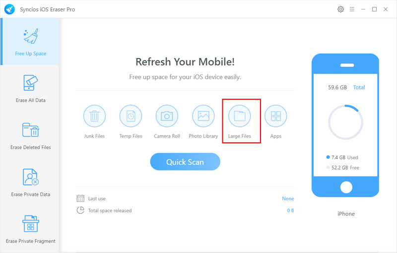 open large file backups step 1